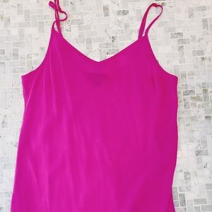 100% silk neon magenta/pink tank top